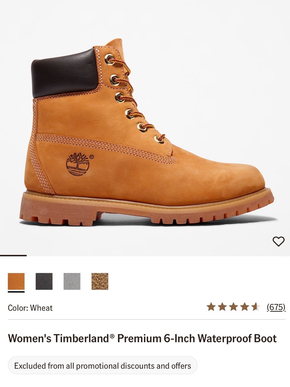 Timberland Women's Lace-Up 6" Boot in Wheat and Dark Brown Collar